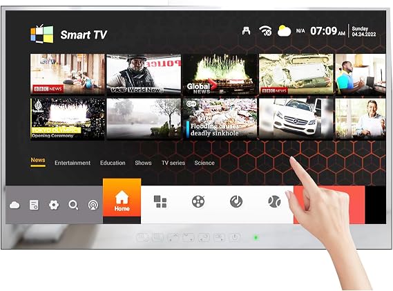 Soulaca 27 inches Smart Mirror TV Waterproof Touchscreen Panel Built-in WiFi Bluetooth Android 11 New Model 2024 Magic LED Television