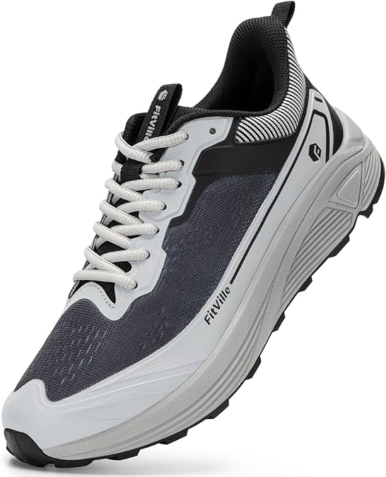 FitVille Extra Weite Laufschuhe Herren Sportschuhe Atmungsaktiv Turnschuhe Breit Sneaker Leicht Outdoor Joggingschuhe Bequeme Traillaufschuhe Gedämpft Tennis Fitness Walkingschuhe