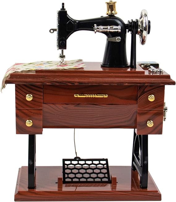 AUEAR, Vintage Mini Music Box Sewing Machine Figurine Birthday Gift Table Decor