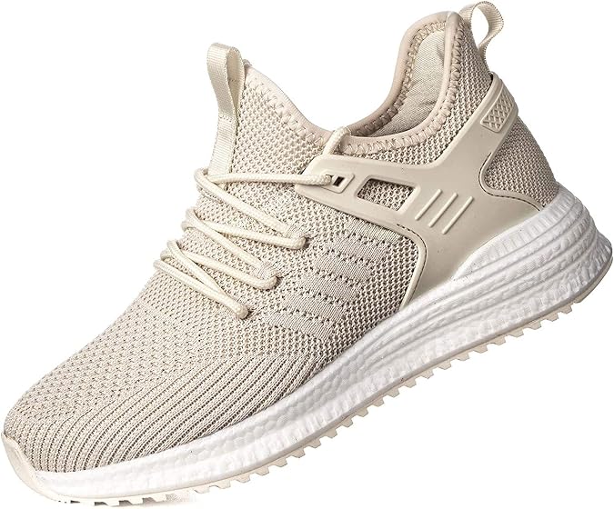 Wide Women's Walking & Running Sneakers - Beige, Size 9