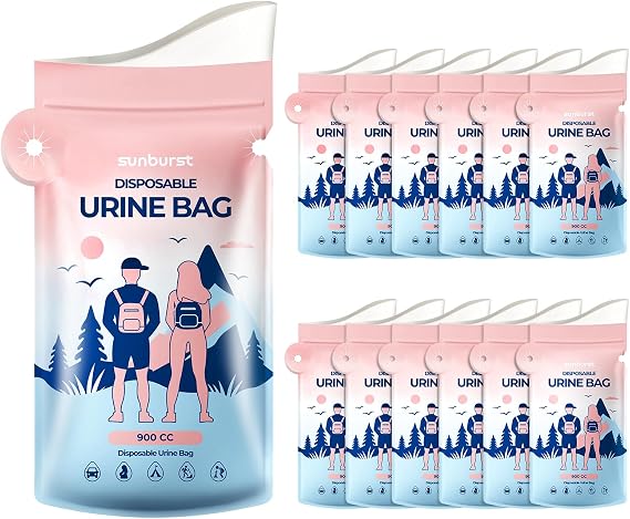 Disposable Urine Bags,900ML Pee Bags for Travel for Women/Men with Big Funnel,Leak-Proof Emergency Portable Travel Urinal and Vomit Bags for Travel,Car,Camping,Traffic,Pregnant, Patient, Kids