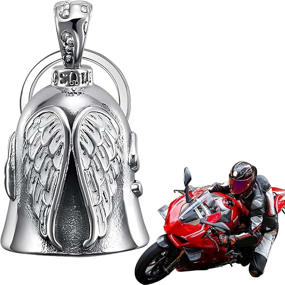Motorcycle Guardian Bell, Angel Guardian Bell for Motorbikes, Metal Alloy Motorbike Luck Riding Bell, Portable Biker Bells for Outdoor, Guardian Riding Bell for Man Husband, Angel