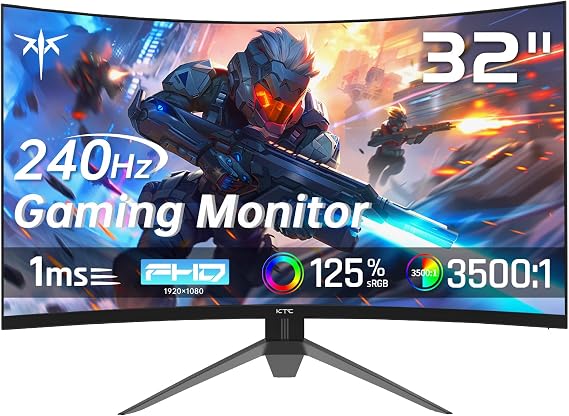 KTC 32 Inch 240Hz Curved Gaming Monitor, FHD 1500R HDR PC Monitor, H32S17F