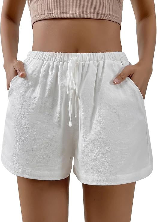 SHENHE Women's Summer Elastic Waist Casual Loose Shorts with Pockets
