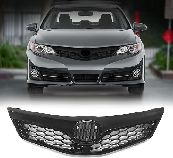 Front Bumper Upper Grille Assembly Fit For 2012 2013 2014 Toyota Camry SE XSE Black Hood Mesh Grill Assembly Factory Style Replacement Grill 5310106340C0 TO1200354