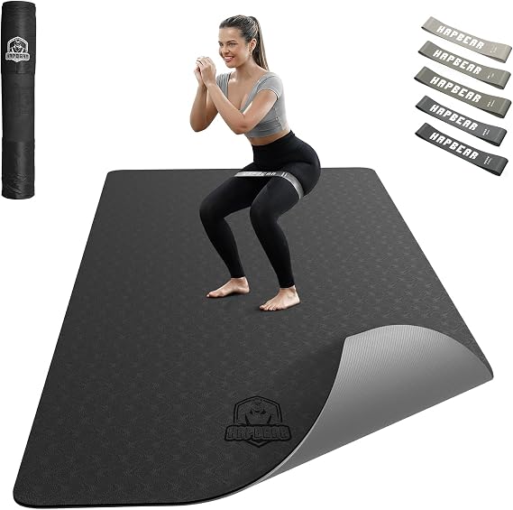 HAPBEAR Large Yoga Mat - 72"x36"x6mm (1/4 inch), Extra Wide Non-Slip Exercise Mat for Home Workout, Yoga, Pilates & Stretching, Durable, Includes Carry Bag