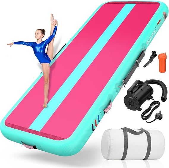 Air Training Mats 10ft/13ft/16ft/20ft Inflatable Gymnastics Tumbling Mat 4/6/8 inchs Thickness Mats for Home Use/Gym/Yoga/Training/Cheerleading/Outdoor/Beach/Park wih Electric Air Pump