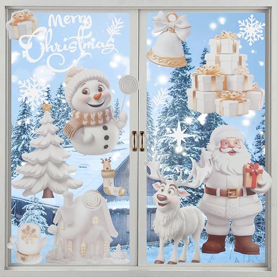 Christmas Window Decorations - 8 Sheets Christmas Window Stickers