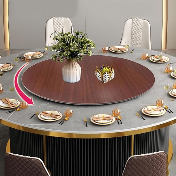 WORDFUN Large Lazy Susan For Dining Table, 360° Wood Serving Tray, Round Serving Plate Tabletop Rotating Tray, Smooth Rotation Swivel Base, For Family Gatherings, Banquets, And Weddings(A,50cm-20in)