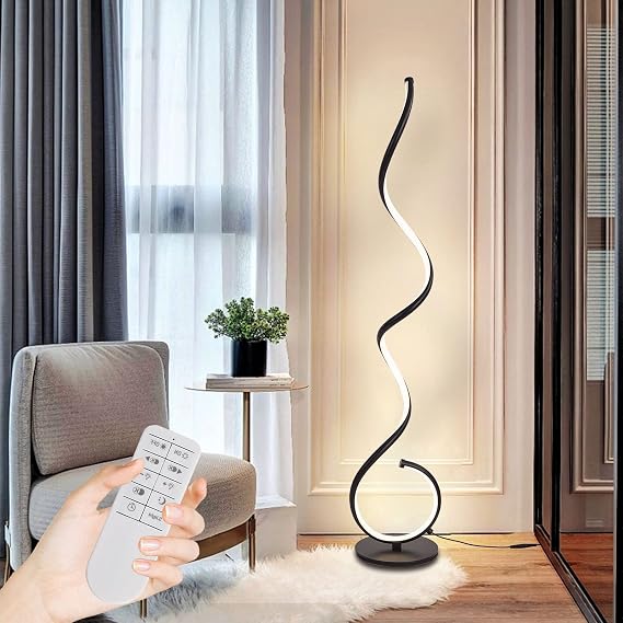 Corner Floor Lamp-Standing Lamp for Living Room Adjustable Dimmable Corner Lamp 3 Color Temperature Black Floor Lamps Modern Remote Control Floor Standing Reading Lamp (Black) [Energy Class A]