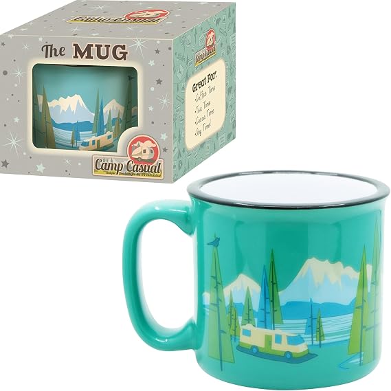 Camp Casual Ceramic Coffee Mug - 15 oz Retro Inspired Camping Mug - for Hot & Cold Drinks - Works as a Tea, Soup, Coffee Mug - Stylish, Versatile, Microwaveable Camping Coffee Mugs