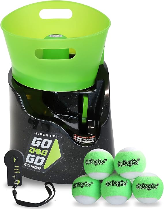 Hyper Pet GoDogGo Automatic Dog Ball Launcher, Includes 5 Balls, 20-60lbs | Automatic Ball Launcher for Dogs 20 to 60 Pounds, Includes Five 2.5 In Balls for Nonstop Fetching Fun