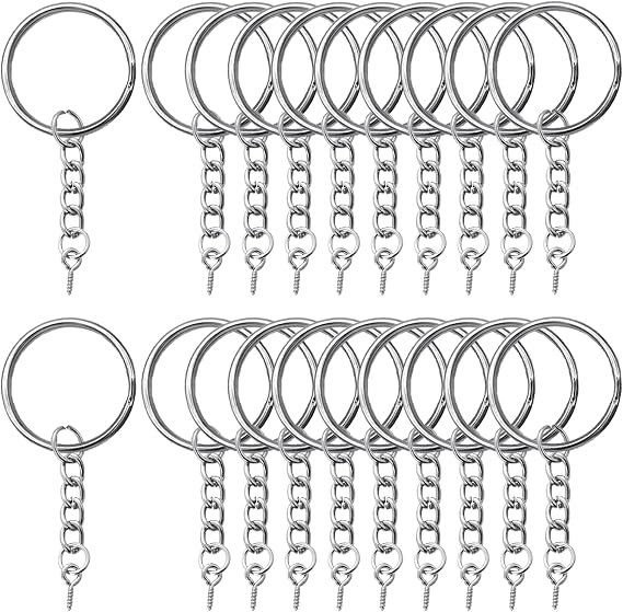 Keyring Rings, 50PCS Keychain Ring Set 25mm Split Key Ring Hoops, Key Chain Rings and Jump Rings, Keyring Kit for Craft Keyring Jewelry Making