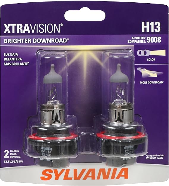SYLVANIA - H13 XtraVision - High Performance Halogen Headlight Bulb, High Beam, Low Beam and Fog Replacement Bulb (Contains 2 Bulbs)