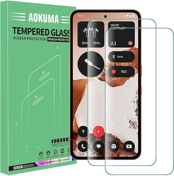 AOKUMA Tempered Glass for Nothing CMF Phone 2 Pro Screen Protector, [2 Pack] Premium Quality Guard Film, Case Friendly, Shatterproof, Shockproof, Scratchproof, Oilproof