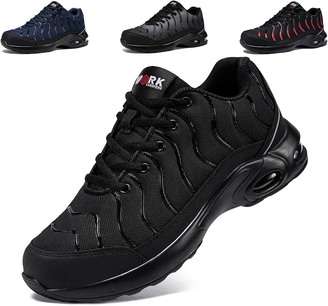 LARNMERN Safety Shoes Men Women Work Shoes Steel Toe Cap Shoes Comfortable non-slip breathable lightweight air cushion impact resistant puncture-proof