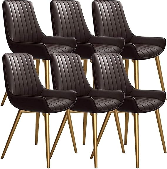 Modern Dining Room Chairs Living Accent Chair Set, Kitchen Dining Chairs Set of 6 with Artificial Leather Soft Seat and Golden Metal Legs for Living Room Desk Patio Cafe Chairs ( Color : Black )