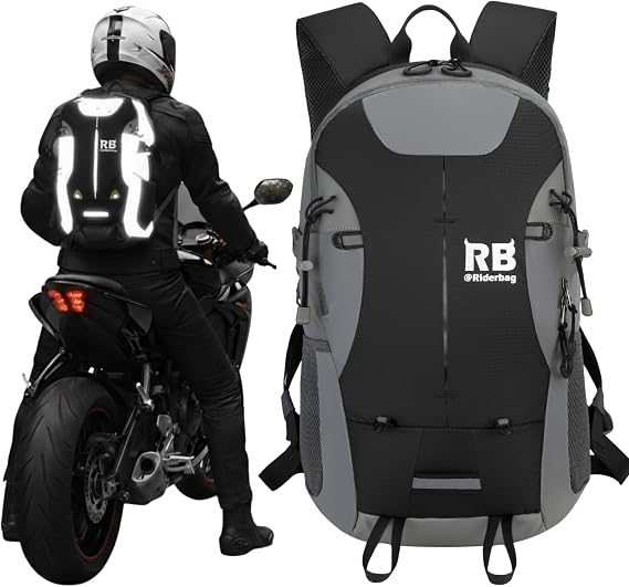 riderbag Reflective Motorcycle Backpack, Hi Viz Commuter Riding Bag | Designed by Riders for Everyday Rides with Laptop Compartment and Helmet Net. Built to Help You Be Seen.