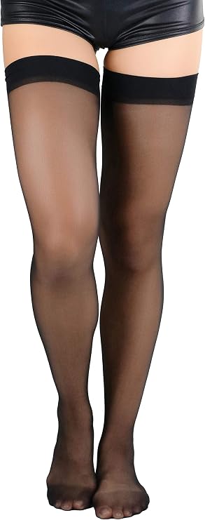 ToBeInStyle Women's Seamless Thigh High Nylon Stocking With Opaque Band