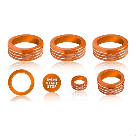 Knob Covers for Toyota Tacoma Accessories 2024 2025 2026 8" or 14" Touchscreen Air Conditioner Engine Start Stop Button Ring Drive Mode Switch Audio Center Console Button Knob Cover 7 Pcs (Orange)