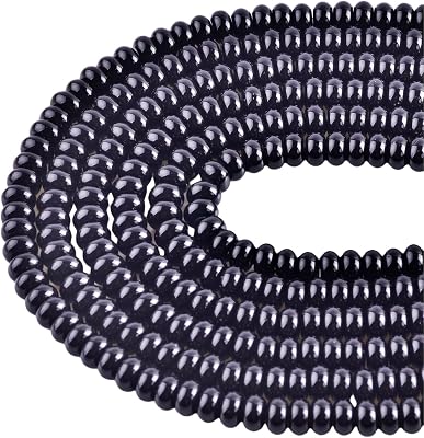 Rondelle Beads for Jewelry Making 5x8mm Natural Stone Beads 1 Strand 15.5inch Lentil Spacer Beads Rondelle Gemstone Bead Semi-Precious Stone Bead for Bracelet Necklace Crafts Black Onyx