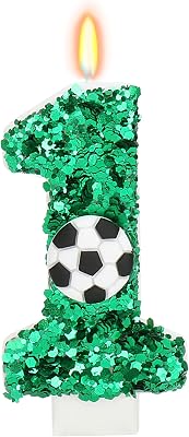 Birthday Candles for Cake, Soccer Party Decorations Number 1 Candle,Soccer Birthday Party Decorations 2.76 inch Happy Birthday Candle, Cake Topper Decoration for Birthday Party Number 1