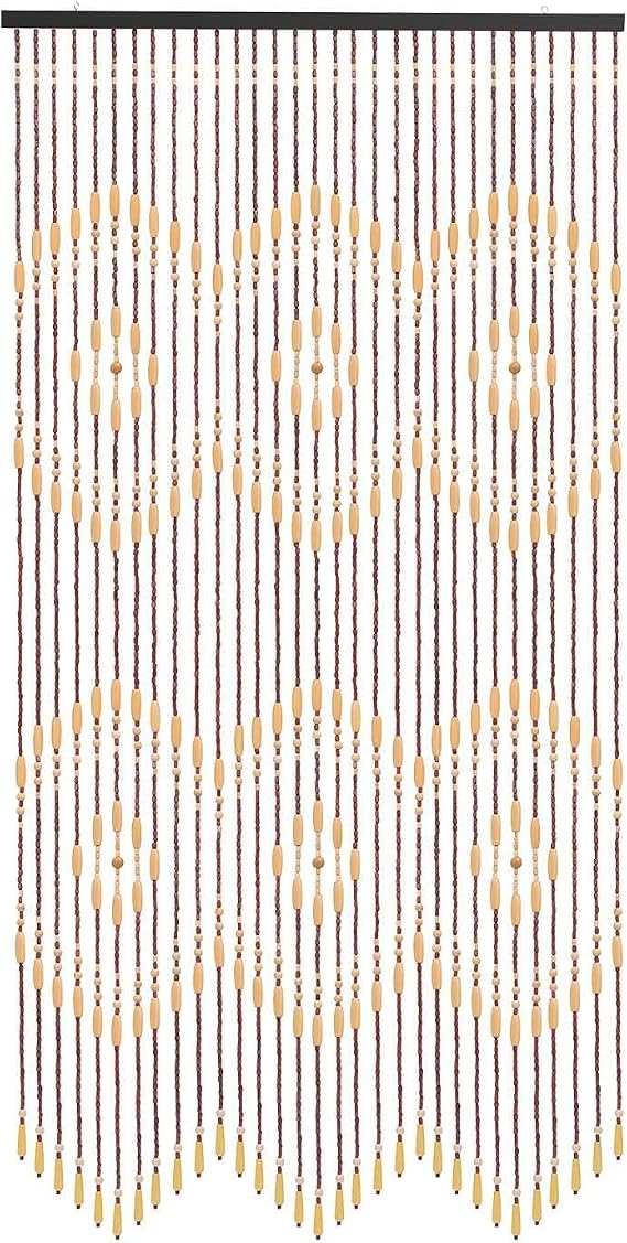 Minimalist Natural Bamboo Wood Beaded Curtain, Beaded Curtains for Doorways Consists of 52 Strings of Door Beads Bead Curtain Idear for Home Doorways Windows Bedroom Doors