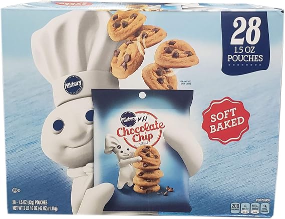 Pillsbury Mini Chocolate Chip Cookies 28 X 1.5 Oz Net Wt (42 Oz),
