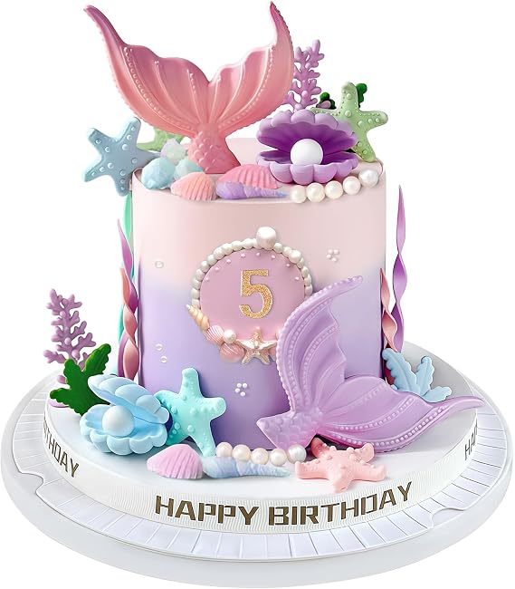 21pcs Mermaid Cake Topper, Mermaid Tail Cake Decorations for Birthday