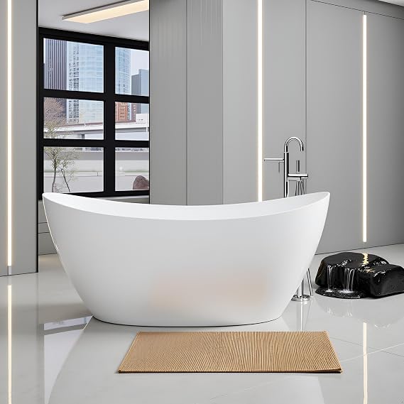 60" Acrylic Freestanding Bathtub, High-Back Free Standing Tub