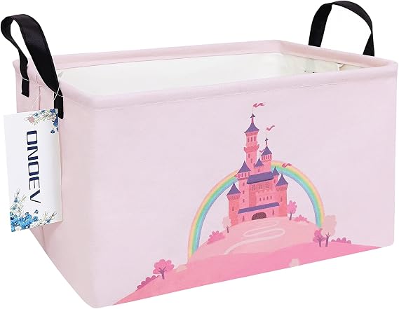 Rectangular Pink Castle Princess Closet Bedroom Storage Bin
