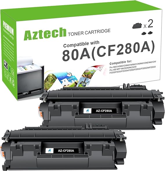 CF280A 80A Toner Cartridge Black M401dn Compatible for HP 80A CF280X 80X CF280A for HP LaserJet Pro 400 M401n M401dn MFP M425dn M401dne M401dw M425dw M401 M425 Printer Ink (2-Pack)