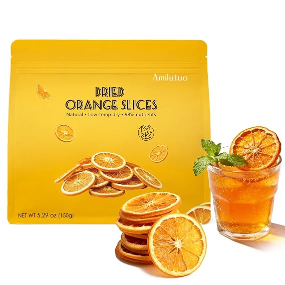Dried Orange Slices, 150G/5.3OZ (35-45Slices) Dehydrated Orange Slices