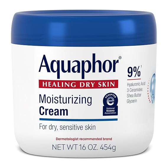 Aquaphor Moisturizing Face and Body Cream with Hyaluronic Acid, 16 OZ