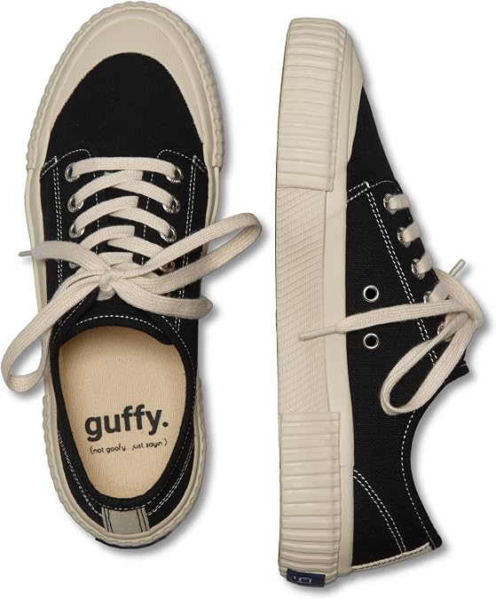 Guffy Womens Canvas Sneakers Low Top Walking Shoes Fashion Canvas Shoes for Women - Lace Up Casual Canvas Tennis Shoes - Wear for Any Occasion Black