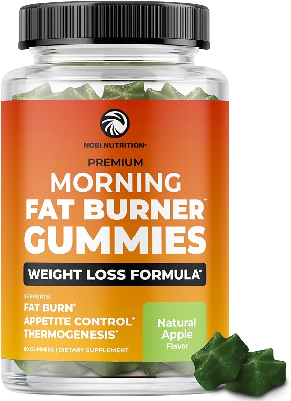 Morning Fat Burner Gummies, Weight Loss For Women & Men, Metabolism Booster | Appetite Suppressant, Thermogenic Belly Fat Burner with Green Tea Garcinia Green Coffee Bean & More, Apple Flavor, 60 Gummies