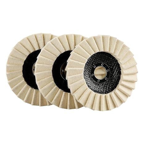 LOZLIN Wool Felt Polishing Wheels, Buffing Discs for Angle Grinder, High Density Buffing Pads for Metal Stainless Steel Aluminum Stone Glass Polishing, Mirror Finish Restoration-3PCS 5 Inch 7/8" Arbor