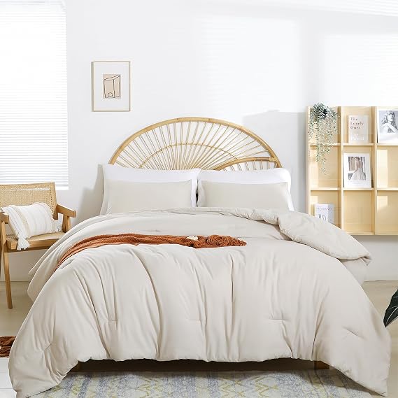 weigelia Beige Comforter Set Twin Size, All Season Lightweight Bedding Set