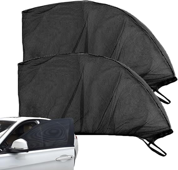 2PCS Car Window Sun Shade,Front Side Car Sun Protection,Blocks UV Rays & Mos/quito,Breathable Mesh Car Side Window Privacy Shade,Universal Fit Car Window Shades for SUV & Saloon,Elastic Material