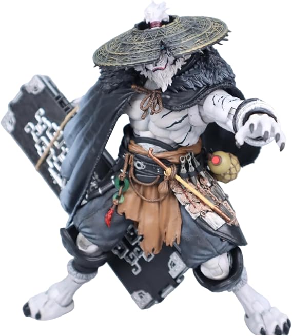 Maestro Union Weng The 8 Blade Master 1/12 220mm Action Figure, White Tiger Samurai Swordsman Collectible Model, Highly Articulated Beast Warrior Figure with Multiple Accessories Age16+