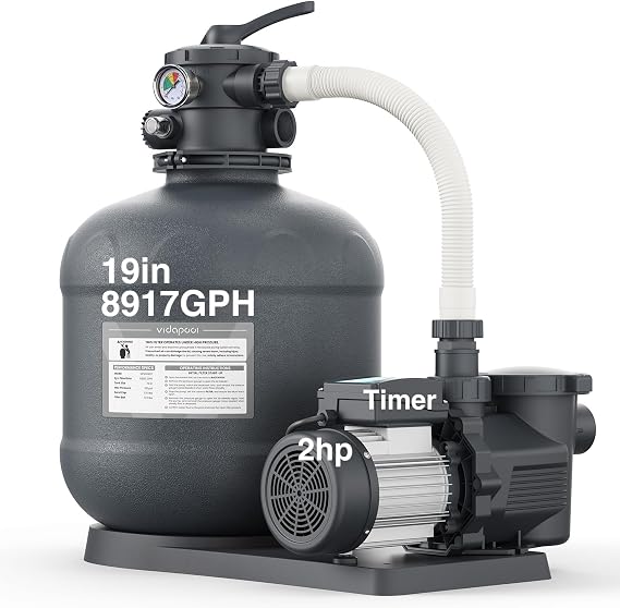19in Sand Filter Pump with Timer, 2HP 8917GPH