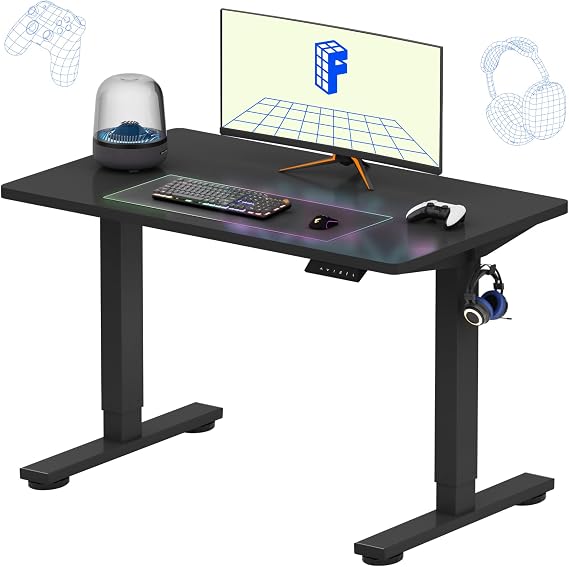 FLEXISPOT EN1 40"x24" One-Piece Standing Desk, Black (Black Frame)