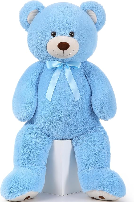 MorisMos 47inch Giant Teddy Bear Stuffed Animal 4ft, Big Teddy Bear Plush for Baby Shower, Life Size Stuffed Bear Gifts for Kids, Girls, Girlfriend, Women on Valentine, Christmas, Birthday(Blue)