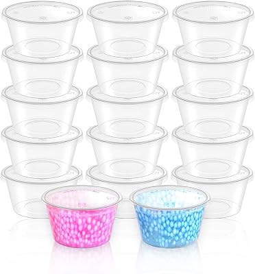 XINGLIAN 4 Oz Clear Slime Foam Ball Storage Containers with Lids for DIY Craft Making, 50 Pcs.