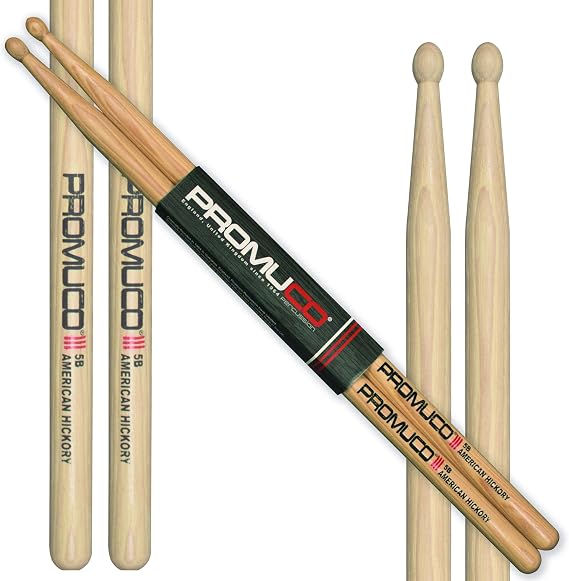 American Hickory Drumsticks 5B - Rock Sticks - Wood Tip - A British Brand Since 1964