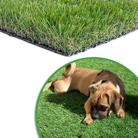 Artificial Grass Turf 7FTX17FT,1,38inch 4 Tone Realistic Synthetic Thick Fake Faux Grass Rug Astroturf Carpet Landscape for Dogs Indoor Outdoor Garden Lawn Mat, with Drainage Holes