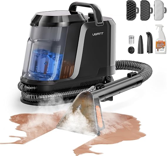Uwant Carpet Cleaner Machine with Steam&Hot&Cold Water System 18Kpa Powerful Suction Upholstery Cleaner Machine with Pet Pro Cleaner for Pets, Carpet Steam Cleaner Set of 1