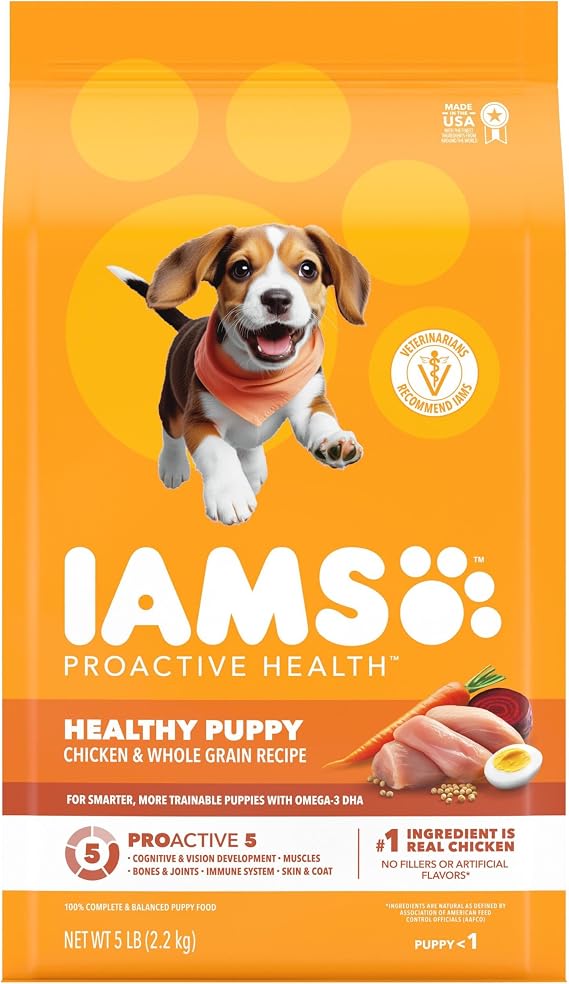 IAMS Proactive Health Healthy Puppy Dry Dog Food, Chicken & Rice, 5 lb