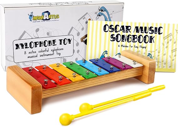 MINIARTIS Xylophone for Kids and Toddlers | 8 Notes Colorful Wooden Xylophone with 15 Music Songbook | Baby Musical Instrument Educational Montessori Toys