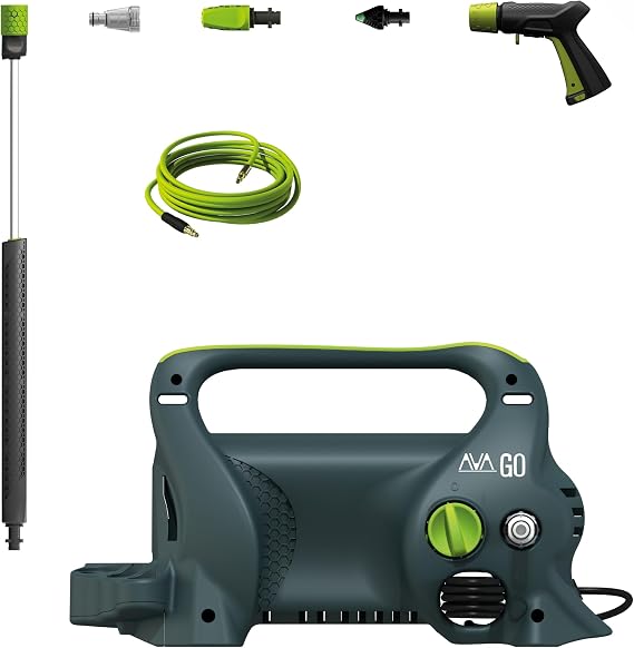 AVA Go P40 Pressure Washer Medium Bundle, 120 Bar max, 390 l/h flow rate, 1700 W power, 8 m Flexi Hose, Fixed Lance, Zero Force Gun, 25° Nozzle - Jet Washer for Car Cleaning